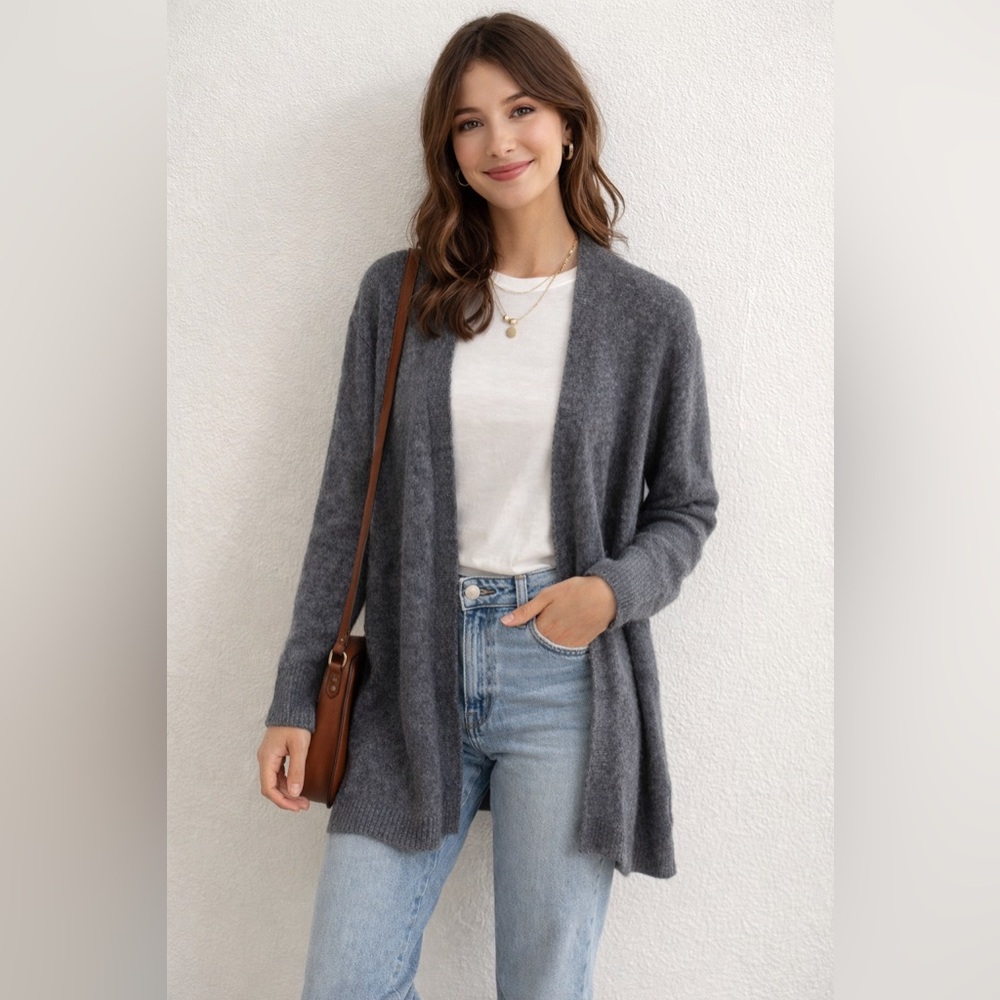 MADEWELL Cardigan Open Front Wool Alpaca Blend Womens Small Gray Cozy Walker